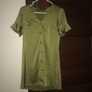 Green satin sun dress